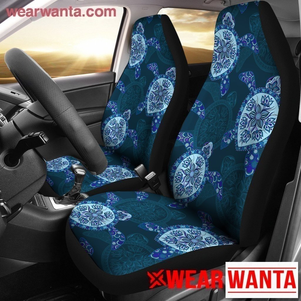Turtle Floral Blue Design Turtle Car Seat Covers-Gear Wanta