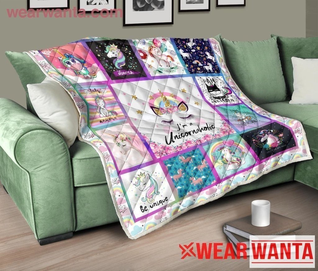 Unicornaholic Unicorn Lover Quilt Blanket-Gear Wanta