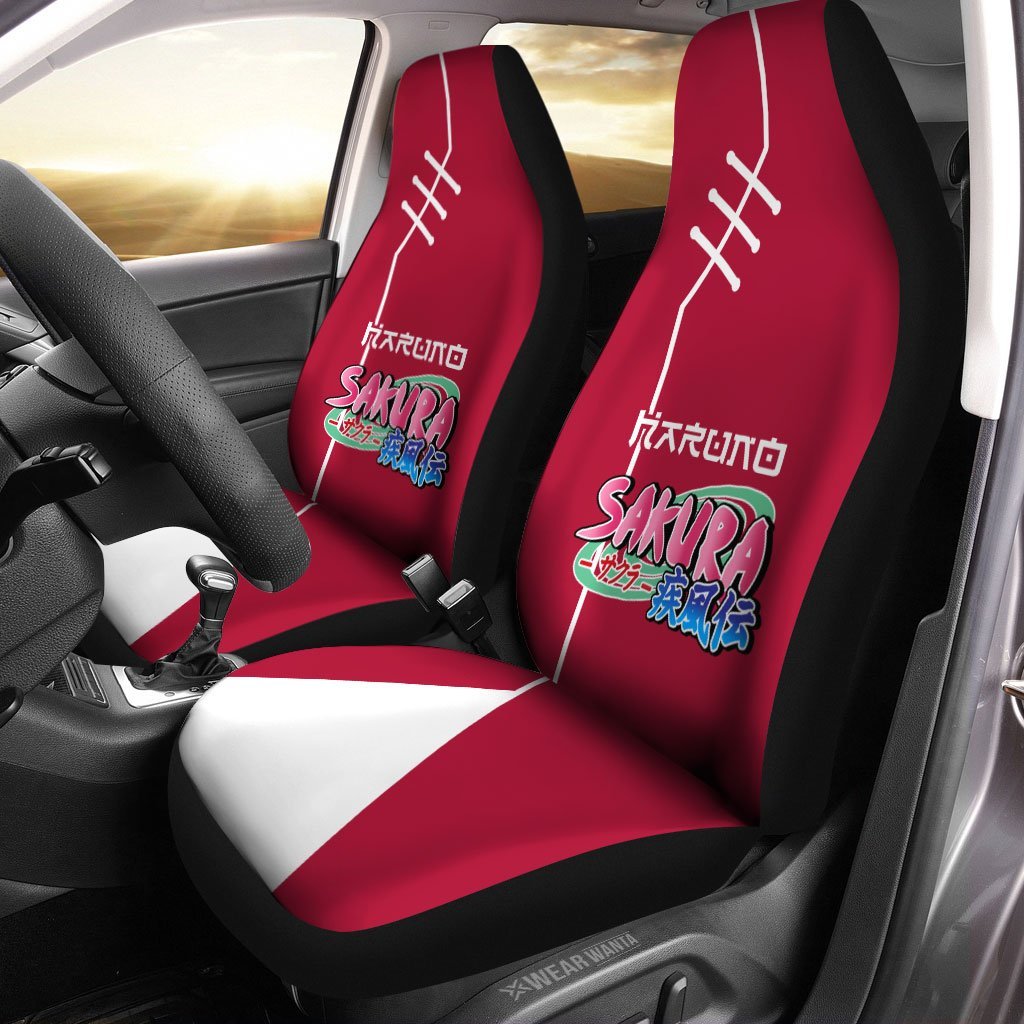 Uniform Haruno Sakura Car Seat Covers Custom NRT Anime Car Accessories-Gear Wanta