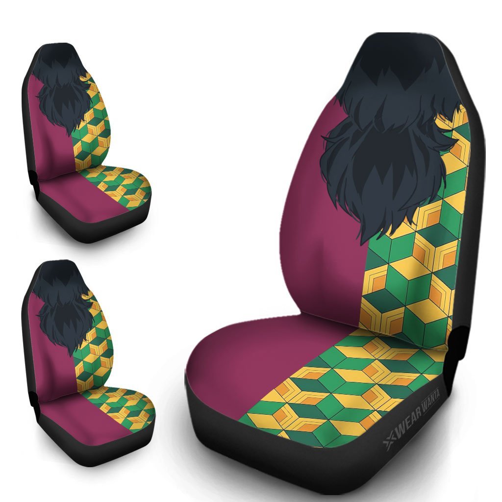 Uniform Mix Hair Giyuu Car Seat Covers Custom Demon Slayer Anime Car Accessories Anime Gifts-Gear Wanta