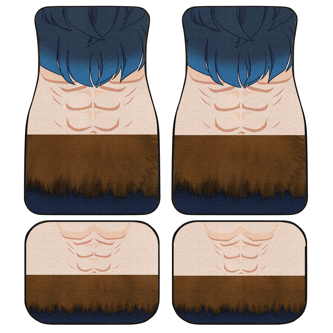 Uniform Mix Hair Inosuke Car Floor Mats Custom Demon Slayer Anime Car Accessories Anime Gifts-Gear Wanta