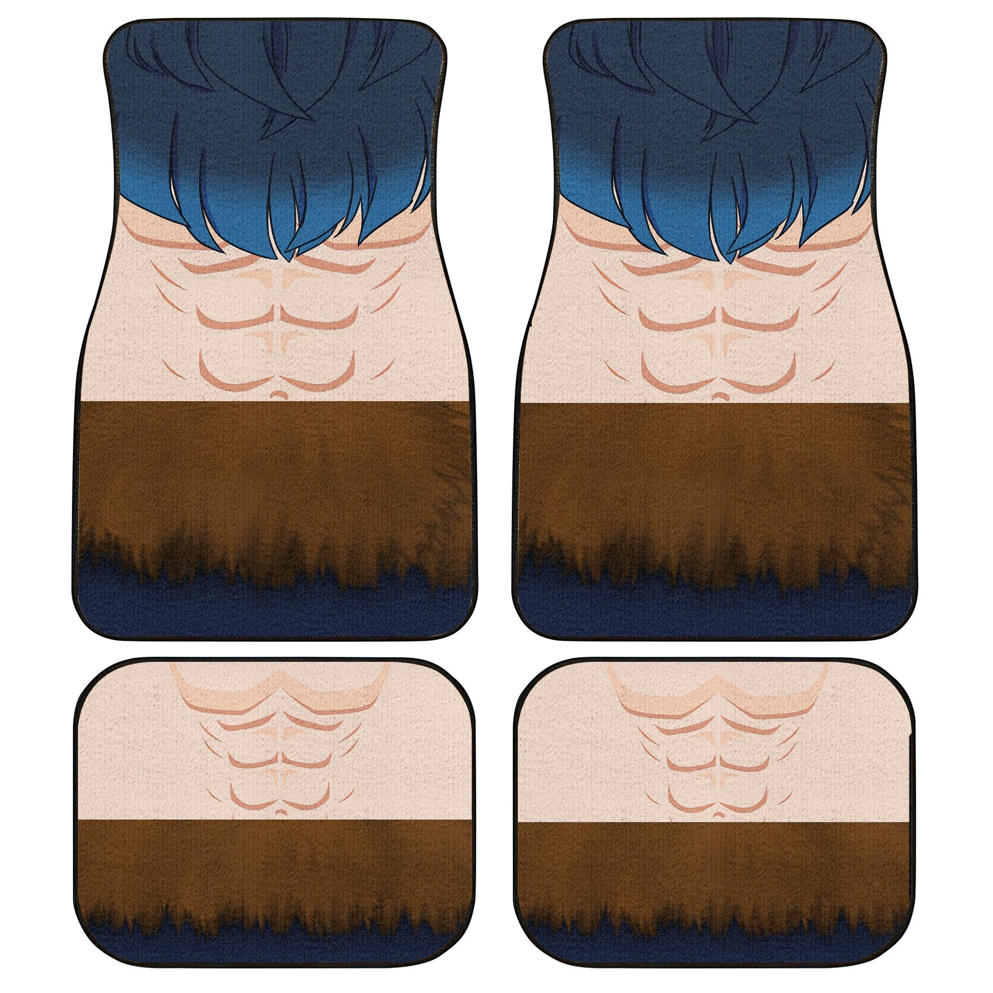 Uniform Mix Hair Inosuke Car Floor Mats Custom Demon Slayer Anime Car Accessories Anime Gifts-Gear Wanta