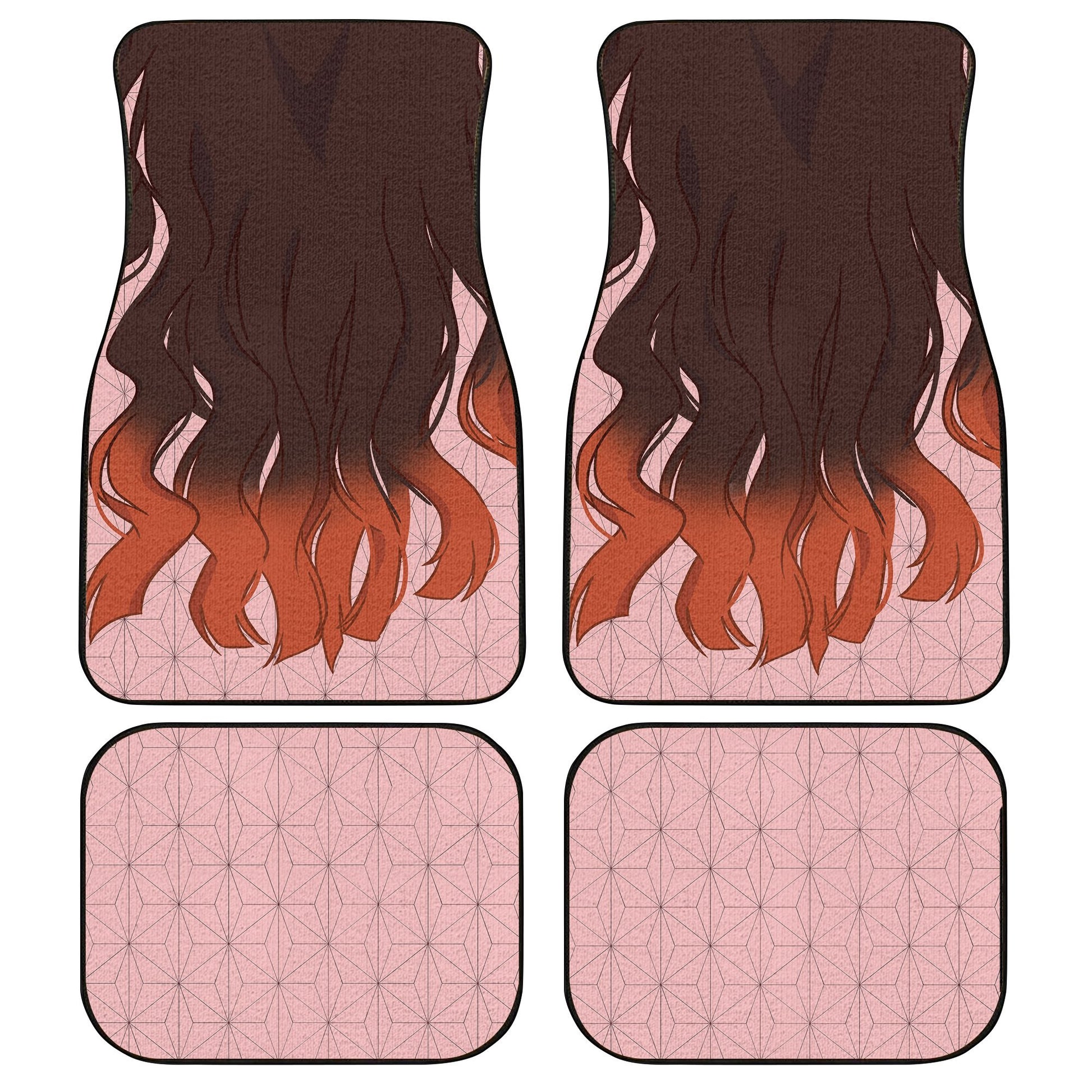 Uniform Mix Hair Nezuko Car Floor Mats Custom Demon Slayer Anime Car Accessories Anime Gifts-Gear Wanta