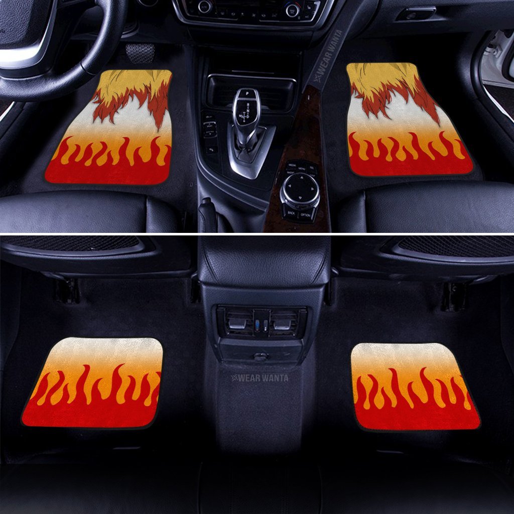 Uniform Mix Hair Rengoku Car Floor Mats Custom Demon Slayer Anime Car Accessories Anime Gifts-Gear Wanta
