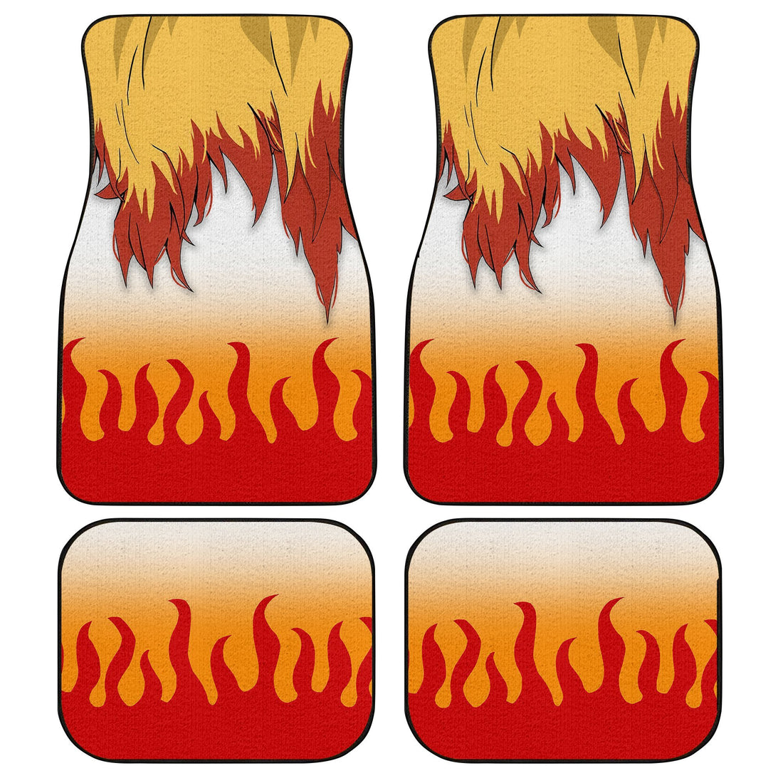 Uniform Mix Hair Rengoku Car Floor Mats Custom Demon Slayer Anime Car Accessories Anime Gifts-Gear Wanta