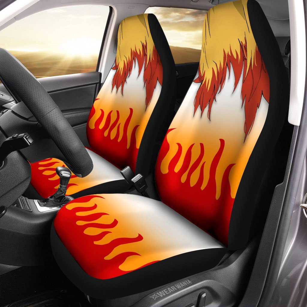 Uniform Mix Hair Rengoku Car Seat Covers Custom Demon Slayer Anime Car Accessories Anime Gifts-Gear Wanta