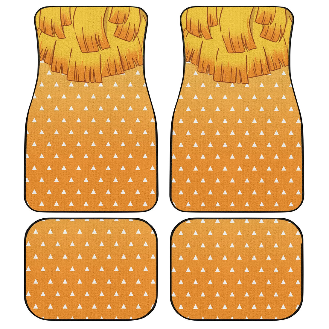 Uniform Mix Hair Zenitsu Car Floor Mats Custom Demon Slayer Anime Car Accessories Anime Gifts-Gear Wanta