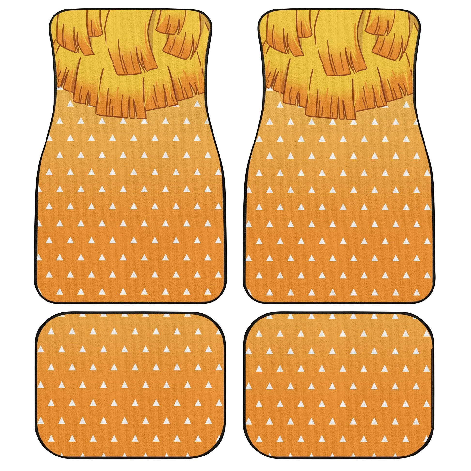Uniform Mix Hair Zenitsu Car Floor Mats Custom Demon Slayer Anime Car Accessories Anime Gifts-Gear Wanta