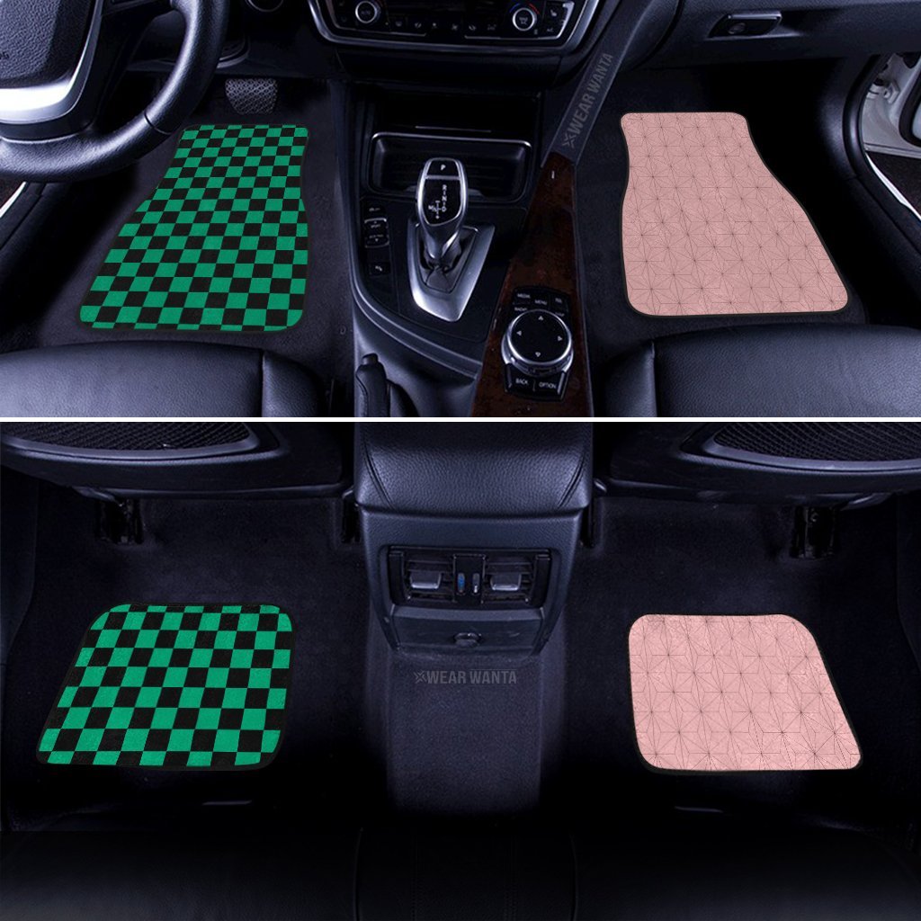 Uniform Nezuko And Tanjiro Car Floor Mats Custom Demon Slayer Anime Car Accessories Anime Gifts-Gear Wanta