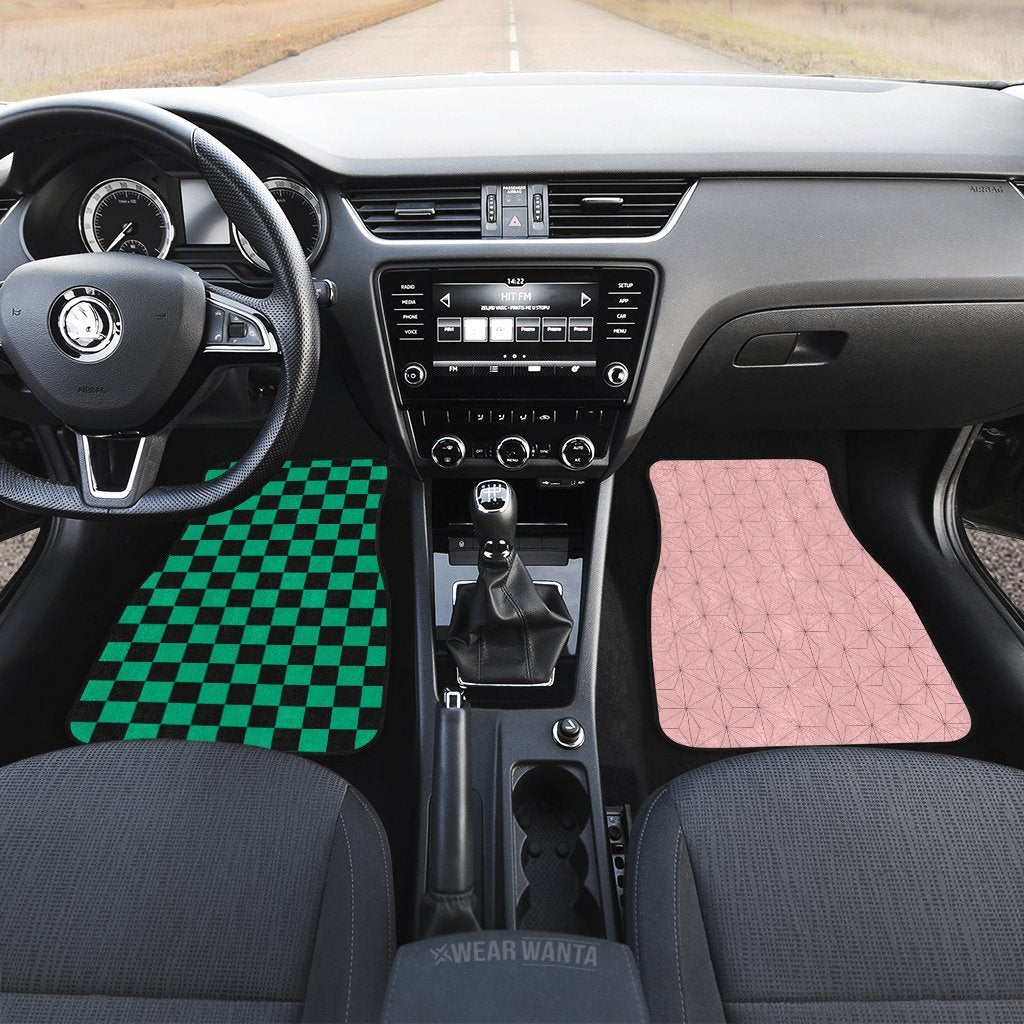Uniform Nezuko And Tanjiro Car Floor Mats Custom Demon Slayer Anime Car Accessories Anime Gifts-Gear Wanta