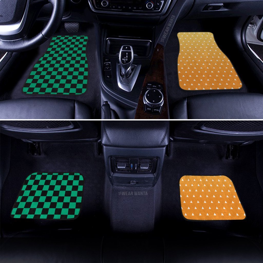 Uniform Zenitsu And Tanjiro Car Floor Mats Custom Demon Slayer Anime Car Accessories Anime Gifts-Gear Wanta