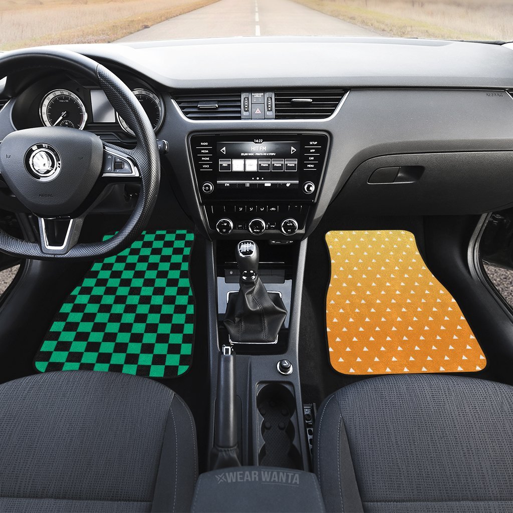Uniform Zenitsu And Tanjiro Car Floor Mats Custom Demon Slayer Anime Car Accessories Anime Gifts-Gear Wanta
