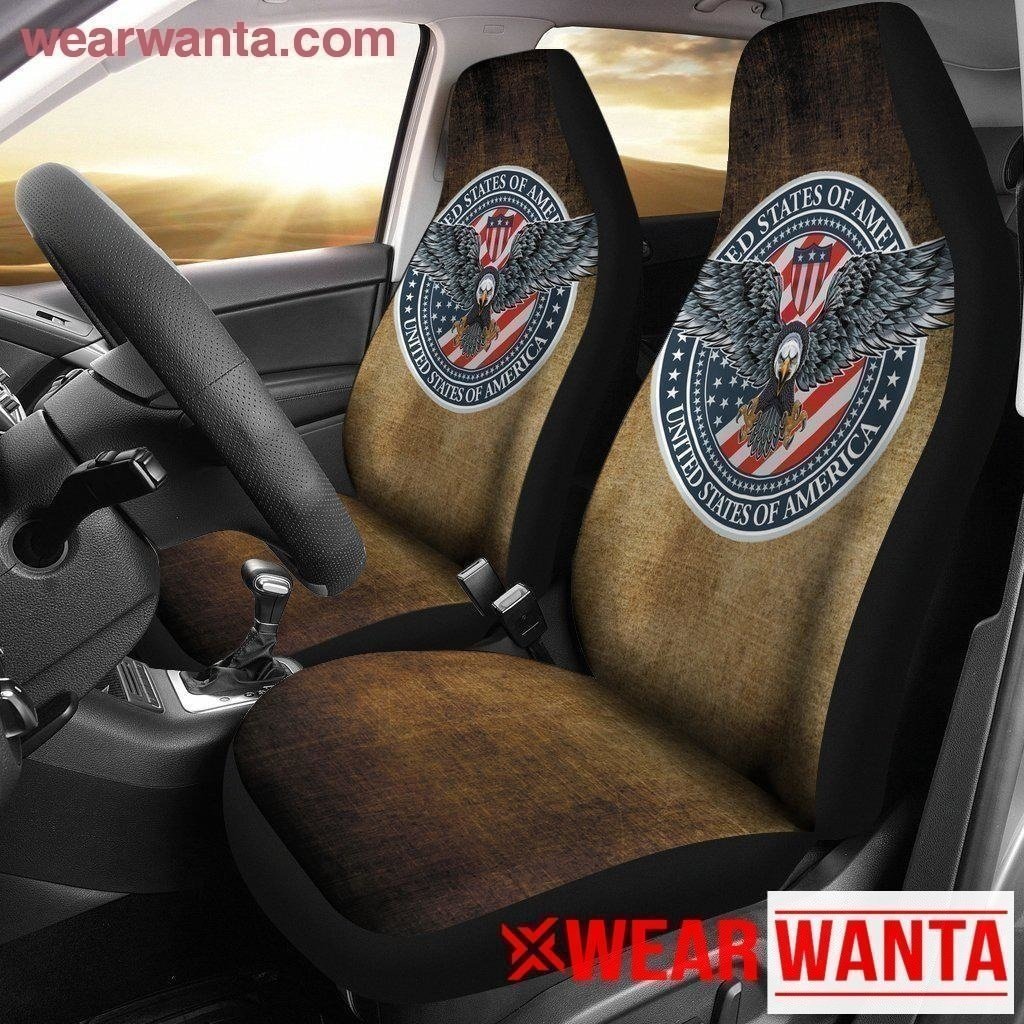 United States Of America Car Seat Covers Custom Bald Eagle Car Decoration-Gear Wanta