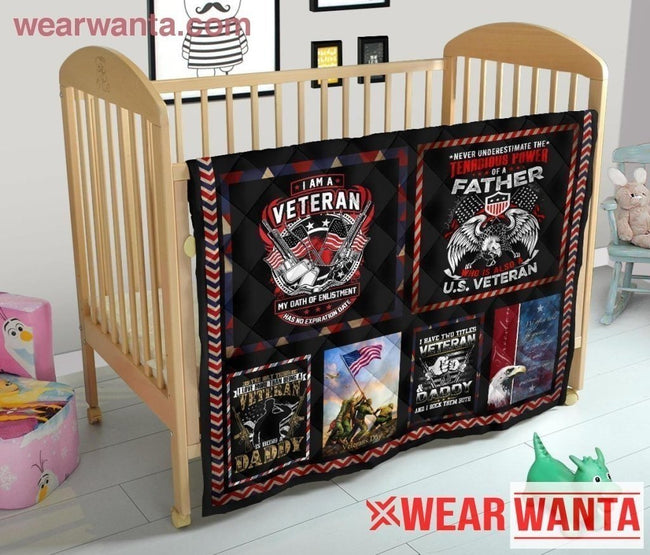 Veteran Dad Quilt Blanket Gift For Dad-Gear Wanta