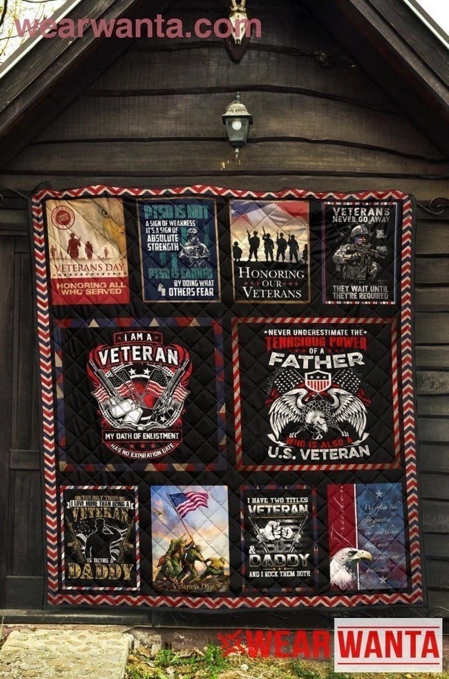 Veteran Dad Quilt Blanket Gift For Dad-Gear Wanta