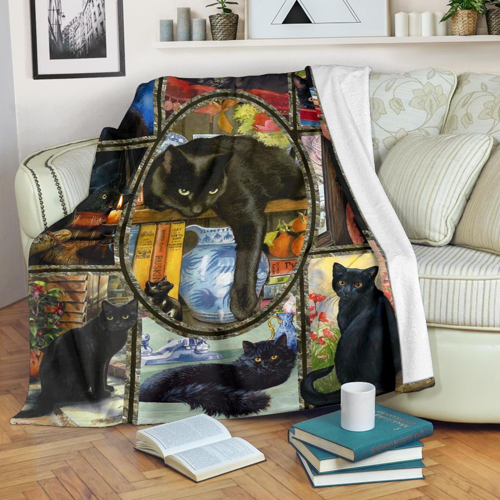 Vintage Black Cats Fleece Blanket For Cat Lover-Gear Wanta
