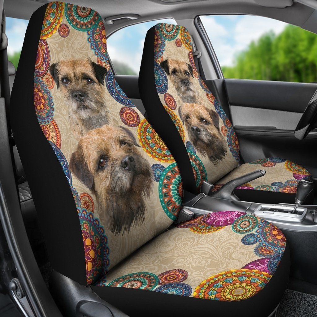 Vintage Border Terrier Car Seat Covers-Gear Wanta