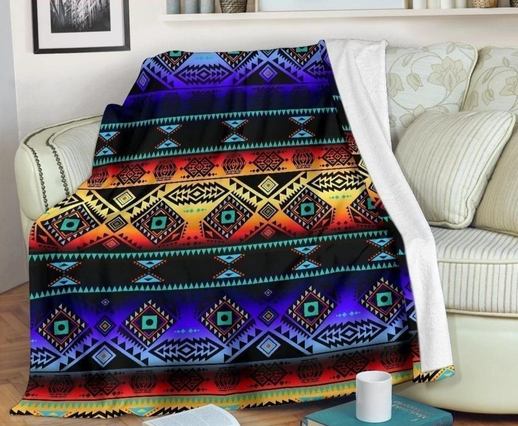Vintage California Coast Sunset Patchwork Fleece Blanket-Gear Wanta