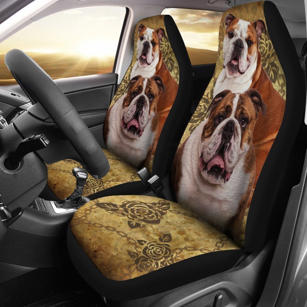 Vintage Cute Bulldog Car Seat Covers-Gear Wanta
