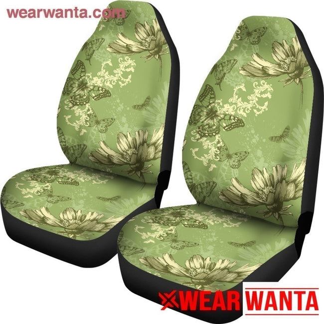 Vintage Design Sunfower & Butterfly Car Seat Covers-Gear Wanta