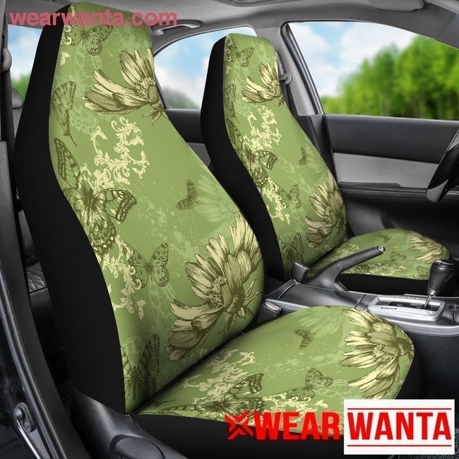 Vintage Design Sunfower & Butterfly Car Seat Covers-Gear Wanta