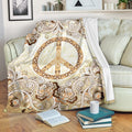 Vintage Floral Hippie Peace Fleece Blanket Gift Idea-Gear Wanta
