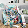Watercolor Cat Fleece Blanket For Cat Lover-Gear Wanta