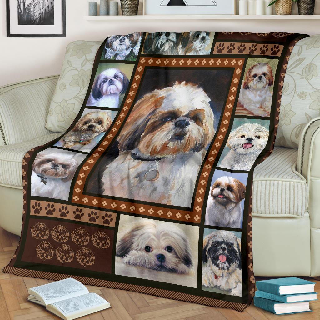 Watercolor Shih Tzu Fleece Blanket Dog Lover-Gear Wanta
