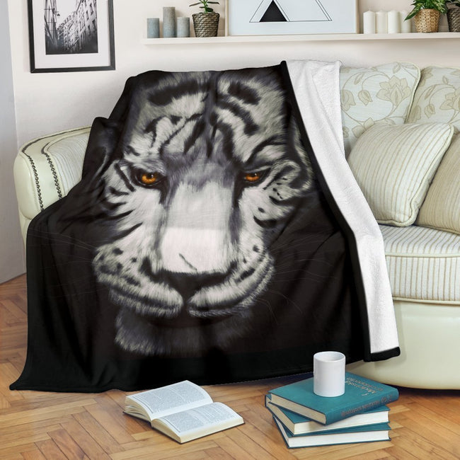 White Tiger Face Blanket Custom Animal Home Decoration-Gear Wanta