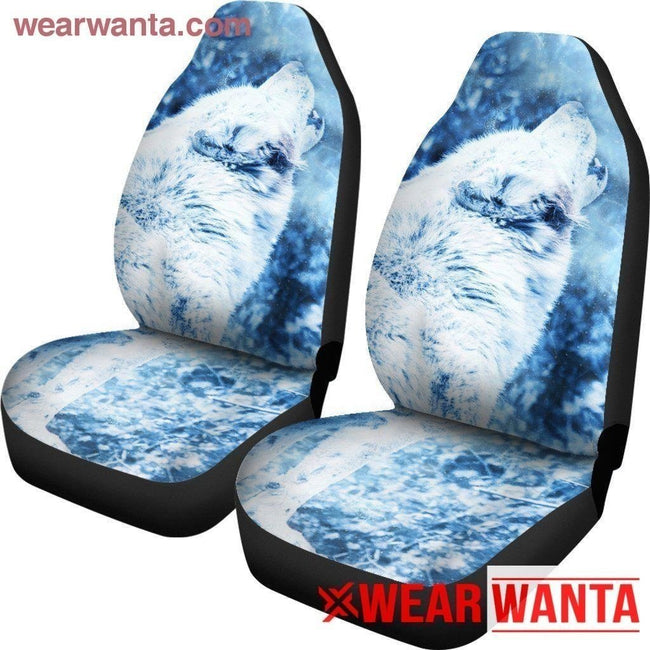 White Wolf Howl Car Seat Covers Custom Car Decoration Accessories-Gear Wanta