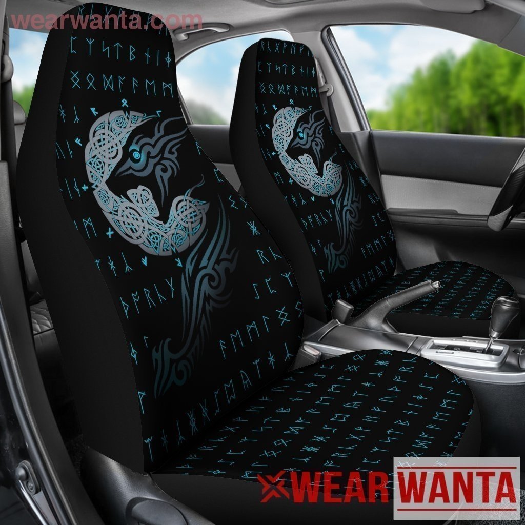 Wolf with Rune Viking Car Seat Covers Custom Idea-Gear Wanta