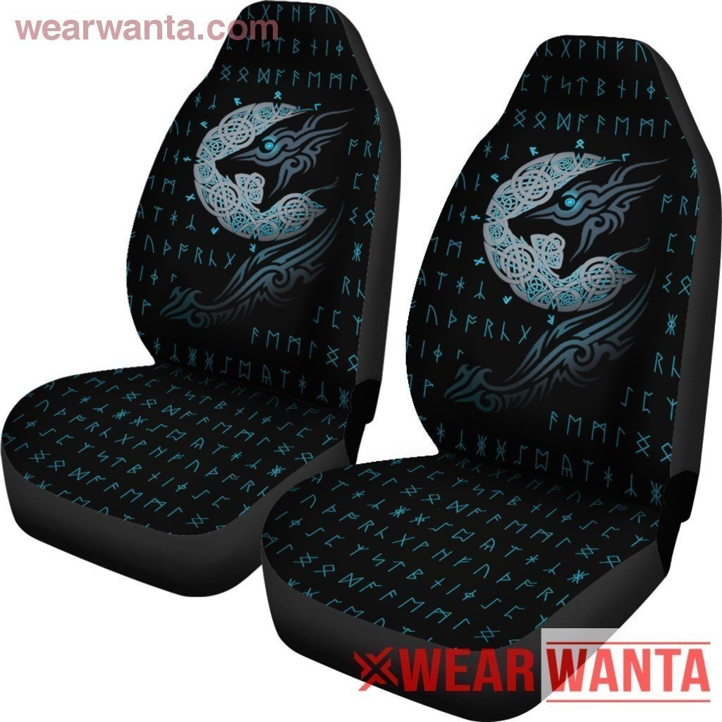 Wolf with Rune Viking Car Seat Covers Custom Idea-Gear Wanta