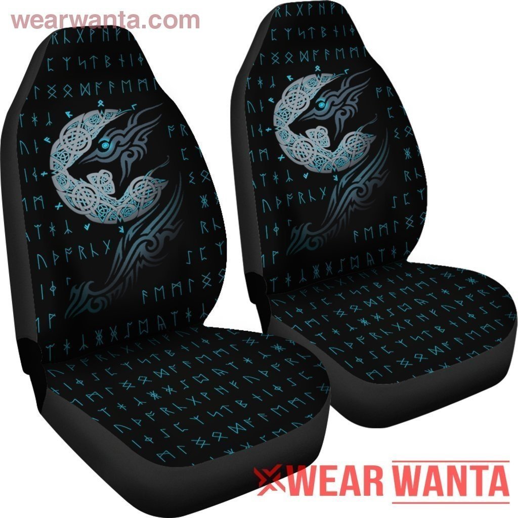 Wolf with Rune Viking Car Seat Covers Custom Idea-Gear Wanta