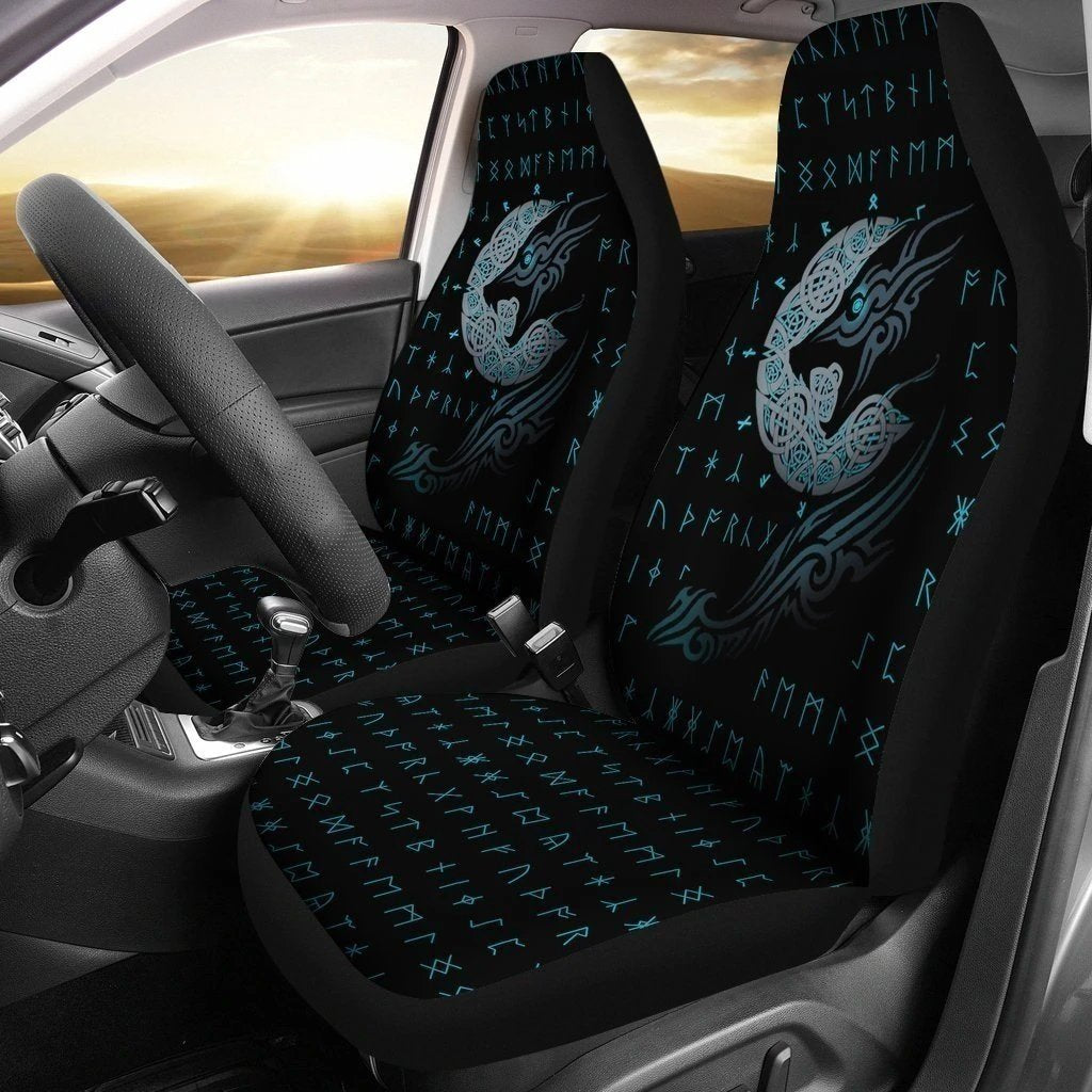 Wolf with Rune Viking Car Seat Covers Custom Idea-Gear Wanta