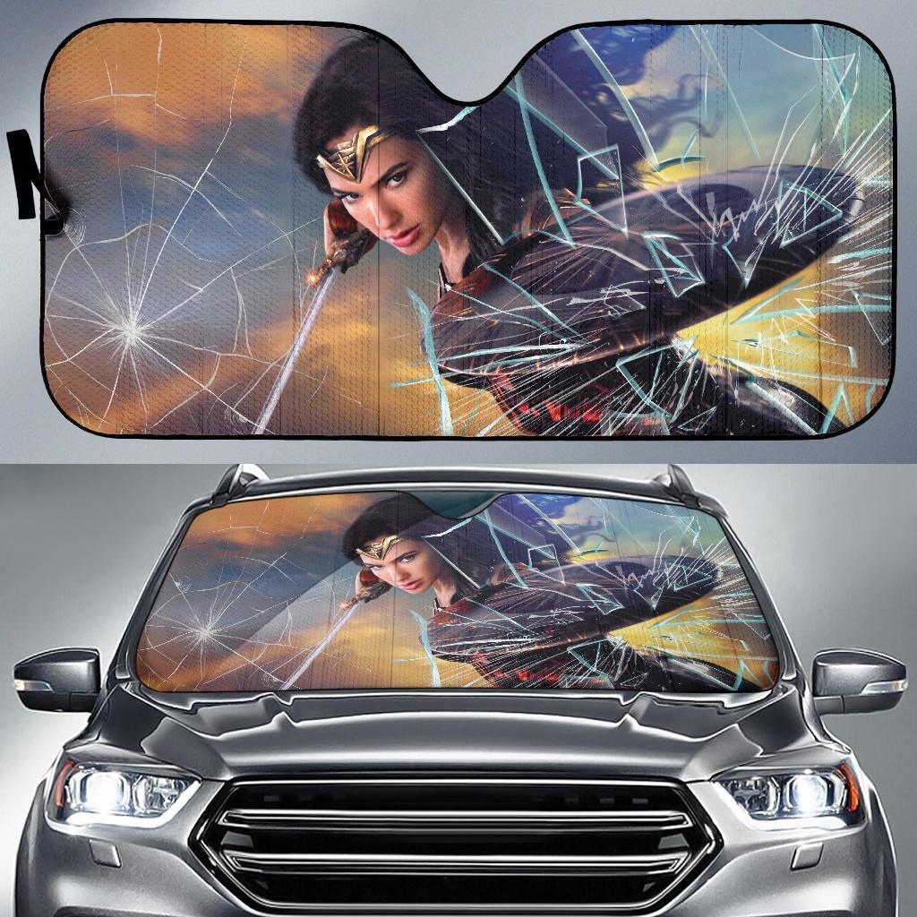 Wonder Woman Car Car Sun Shade Broken Windshield Funny-Gear Wanta