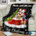 Xmas Wishing You Love Peace And Joy Golden Dog Fleece Blanket-Gear Wanta