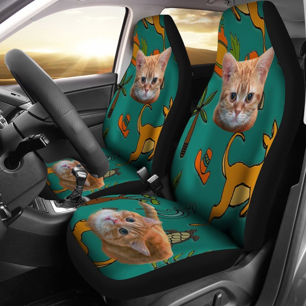 Yellow Cat Car Seat Covers Cute Cat Lovers-Gear Wanta