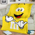 Yellow M&M Fleece Blanket Custom Bed Home Decoration-Gear Wanta
