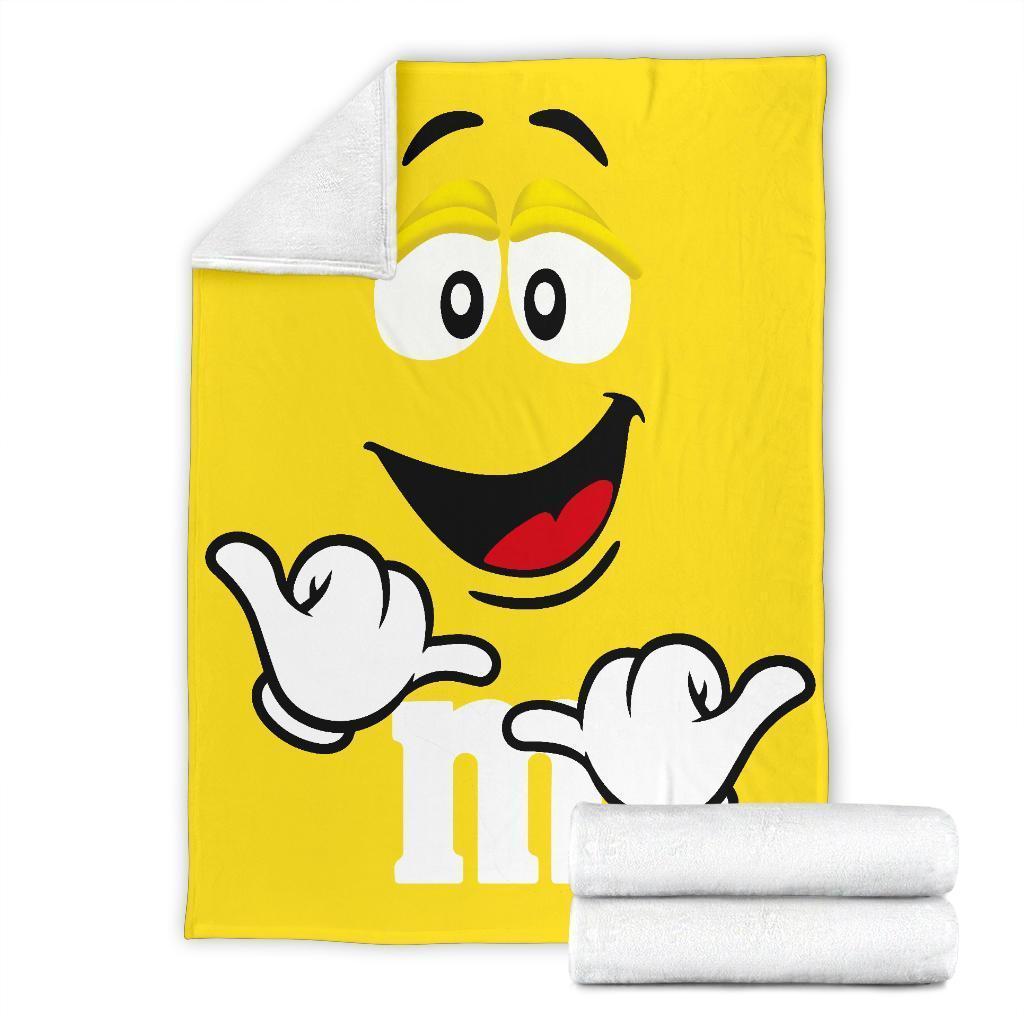 Yellow M&M Fleece Blanket Custom Bed Home Decoration-Gear Wanta