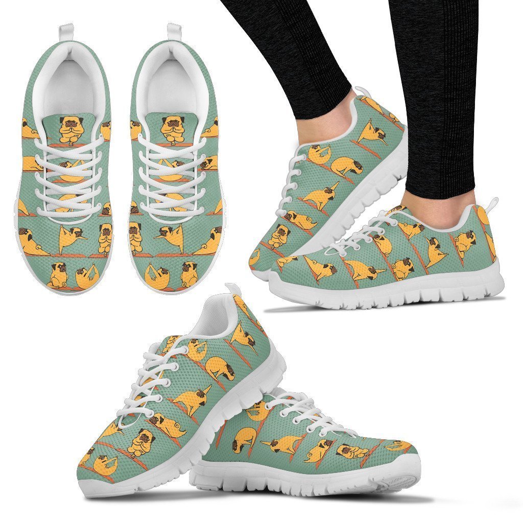 Yoga Style Pug Dog Sneakers Funny For Pug And Yoga Lover-Gear Wanta