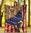 Yorkshire Terrier Fleece Blanket Mixed American Flag-Gear Wanta