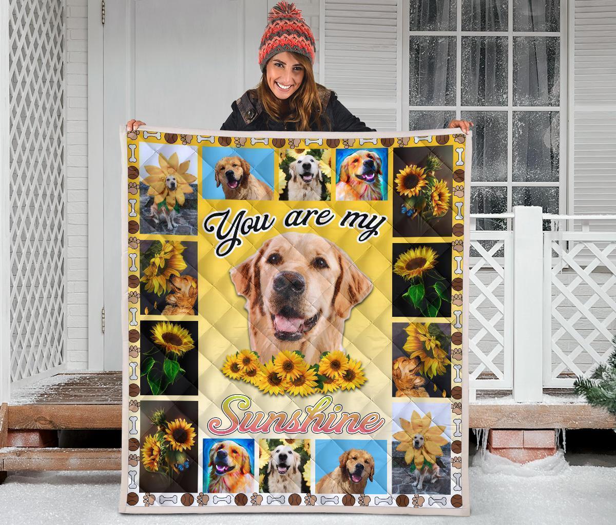 You Are My Sunshine Golden Retriever Sunflower Blanket-Gear Wanta