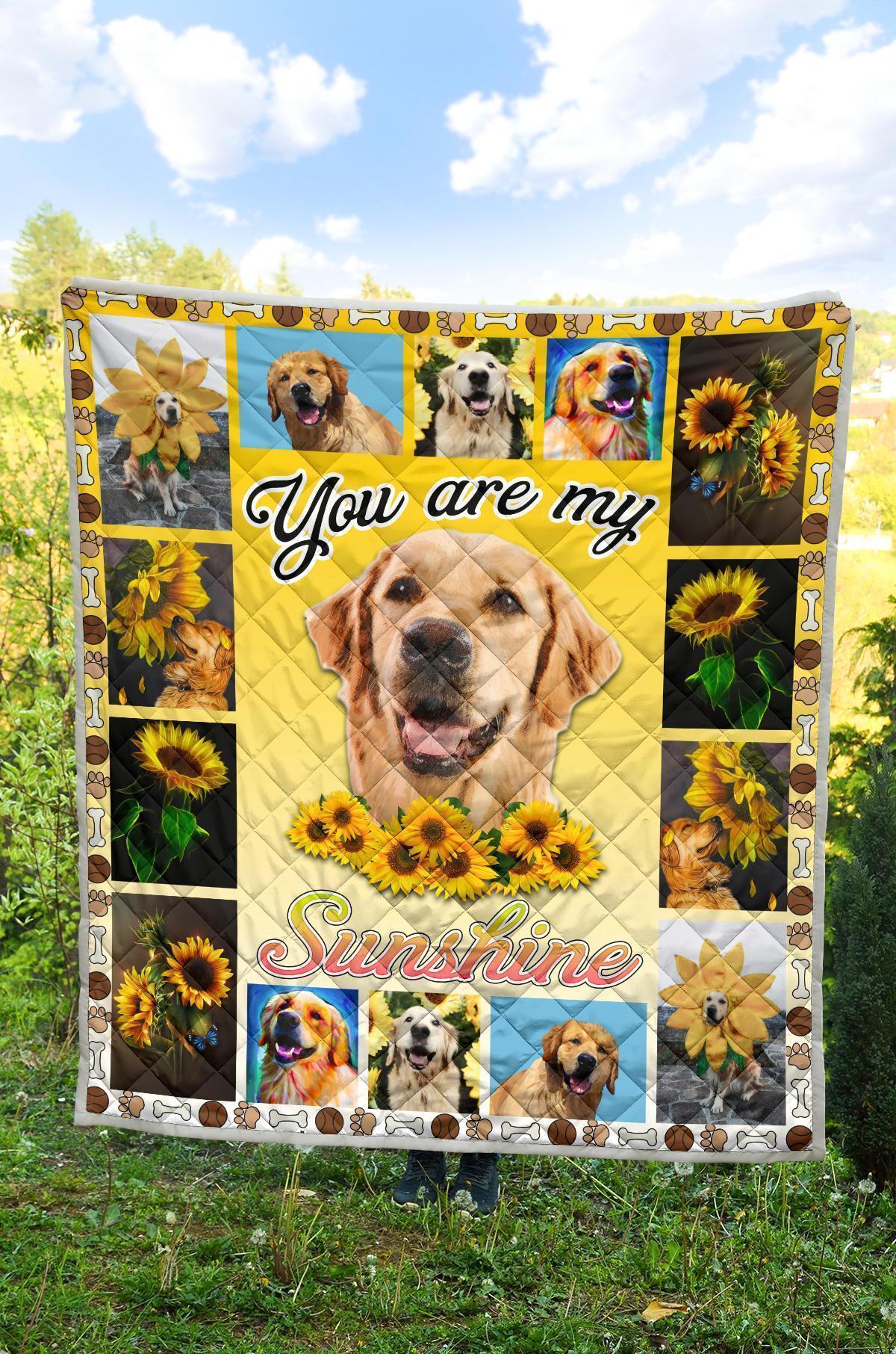 You Are My Sunshine Golden Retriever Sunflower Blanket-Gear Wanta