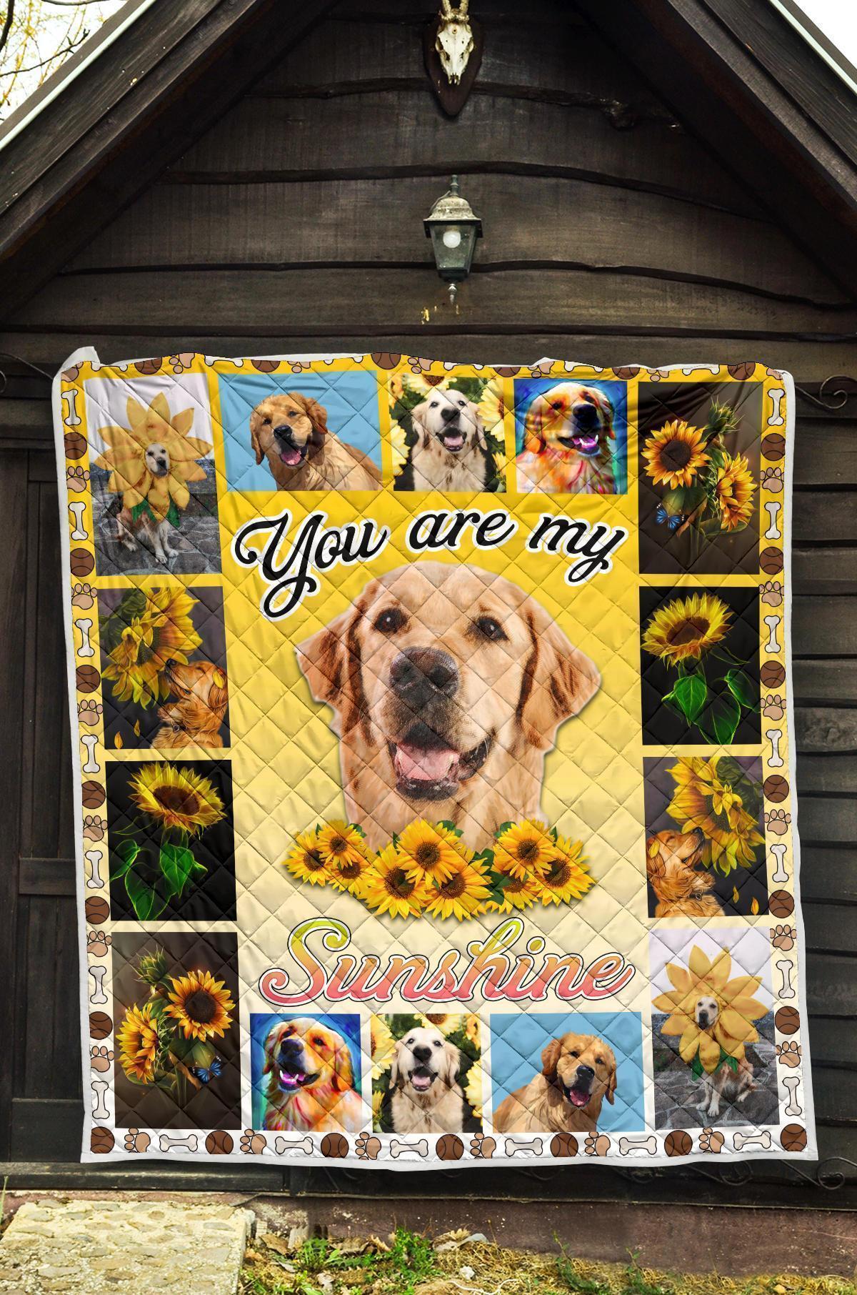 You Are My Sunshine Golden Retriever Sunflower Blanket-Gear Wanta