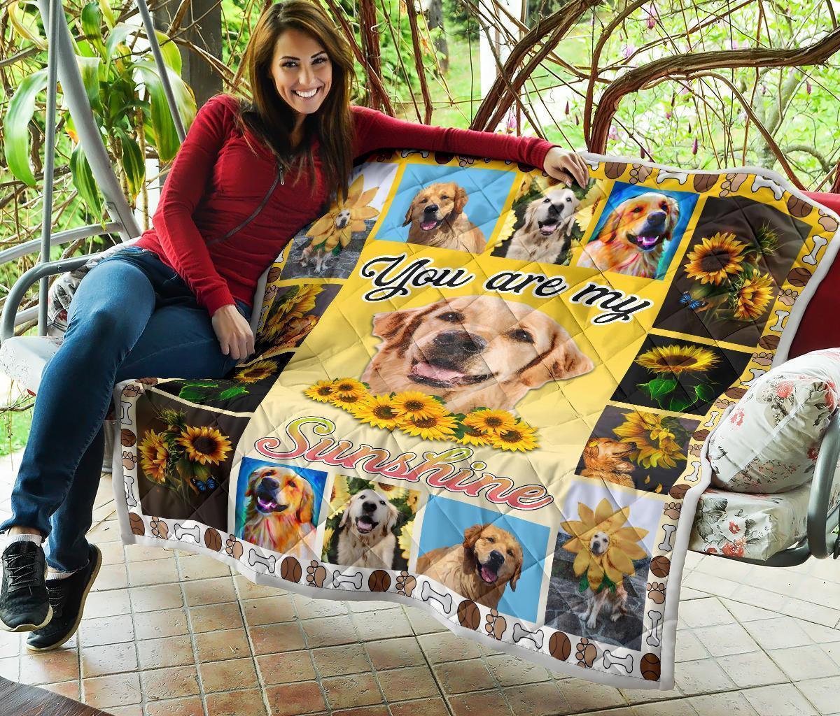 You Are My Sunshine Golden Retriever Sunflower Blanket-Gear Wanta