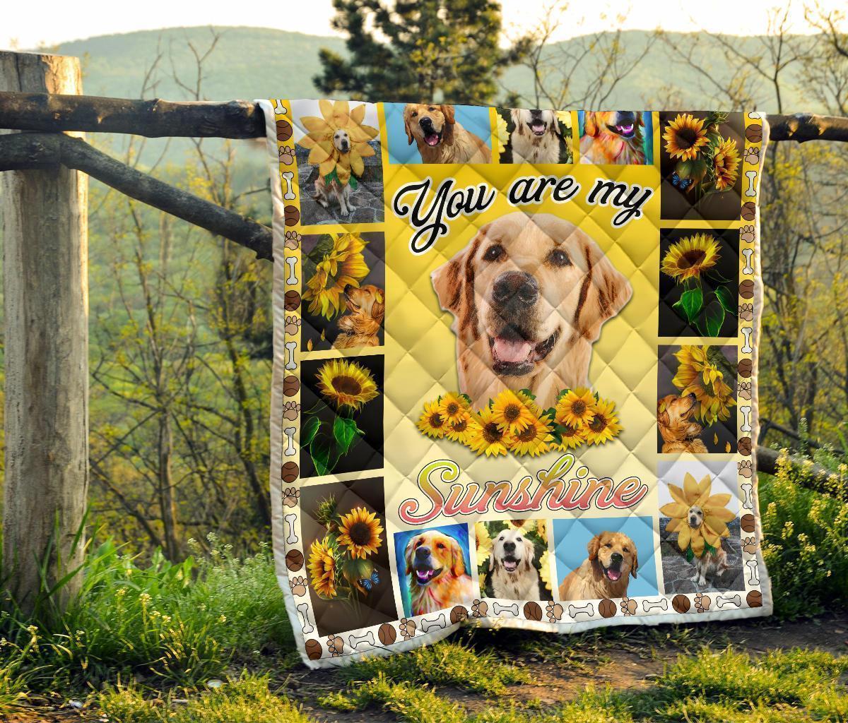 You Are My Sunshine Golden Retriever Sunflower Blanket-Gear Wanta