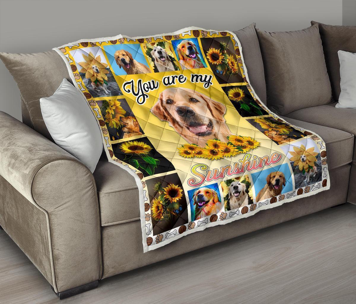 You Are My Sunshine Golden Retriever Sunflower Blanket-Gear Wanta