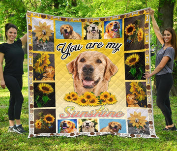 You Are My Sunshine Golden Retriever Sunflower Blanket-Gear Wanta