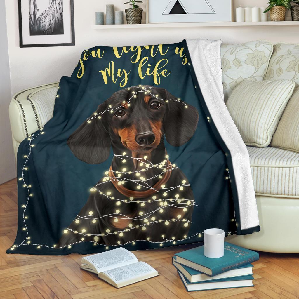 You Light Up My Life Dachshund Dog Fleece Blanket-Gear Wanta