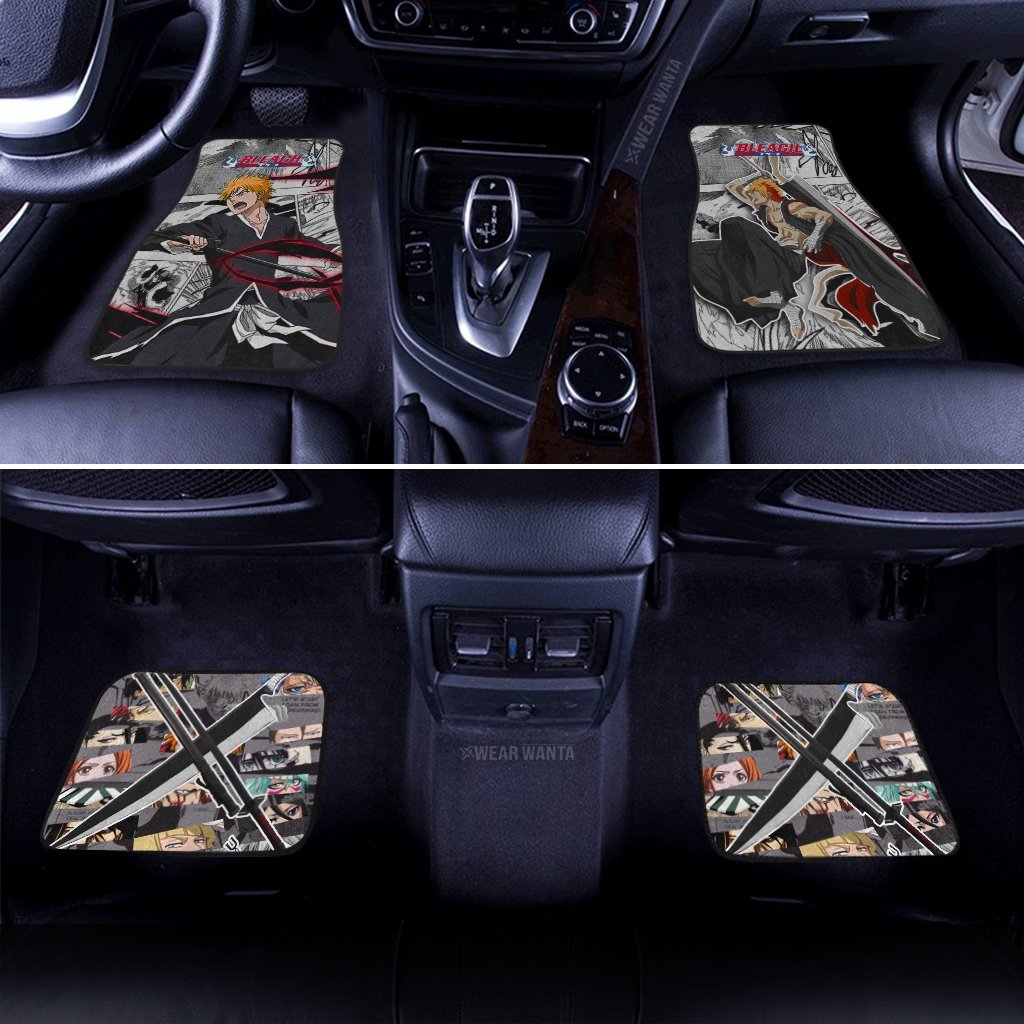 Zangetsu Car Floor Mats Custom Ichigo Bleach Manga Mix Anime Car Accessories-Gear Wanta